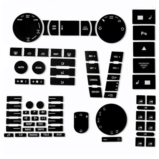 For 2005-2010 Volkswagen Touareg/Passat Steering Wheel Window AC Switch Button Repair Sticker(8pcs /Set)