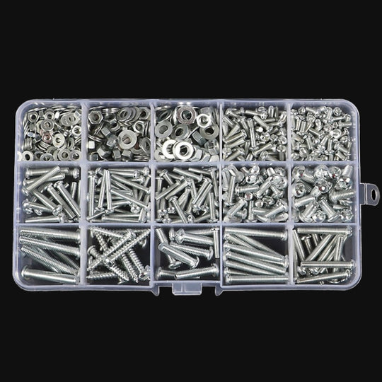 Set B 18 Types 15 Cells Screws Nuts Washers Self-Tapping Screws Set