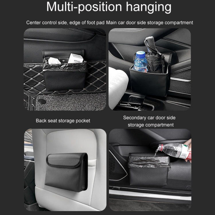 Car Folding Trash Can Multifunctional Seatback Hanging Storage Box(Black) by buy2fix