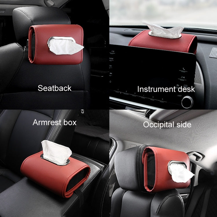 Auto Armrest Tissue Box Car Seat Back Hanging Napkin Pack Cover(Black) by buy2fix