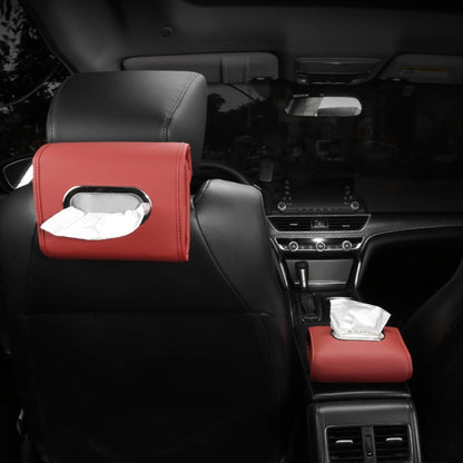 Auto Armrest Tissue Box Car Seat Back Hanging Napkin Pack Cover(Wine Red) by buy2fix