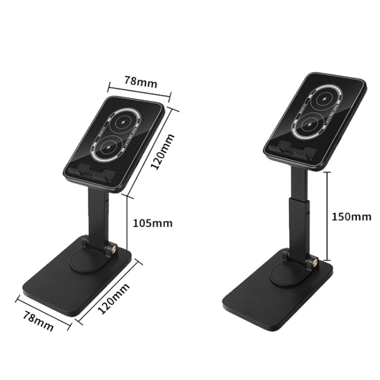 15W Desktop Wireless Charging Rotating Phone Holder Lazy Tablet Folding Lifting Bracket(Black) by buy2fix