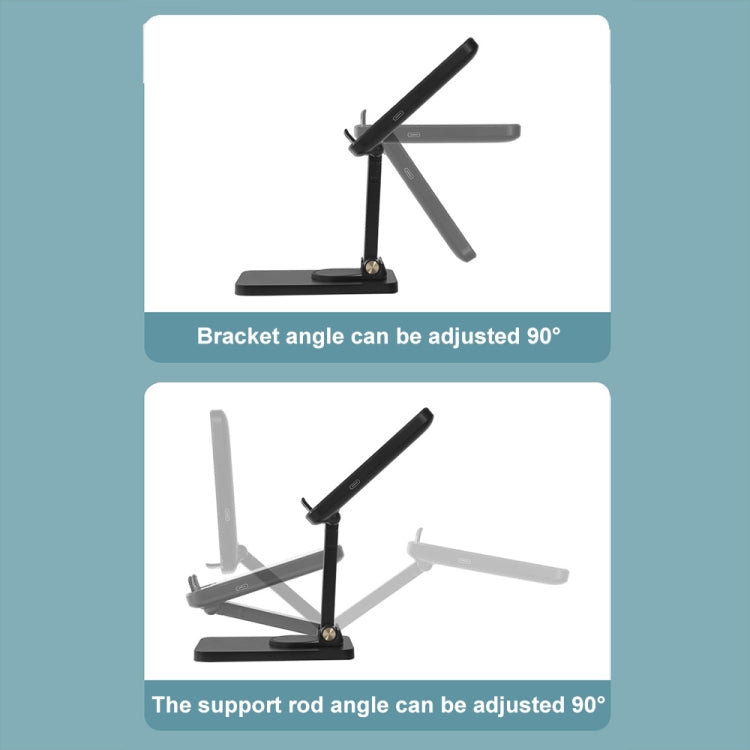 15W Desktop Wireless Charging Rotating Phone Holder Lazy Tablet Folding Lifting Bracket(Black) by buy2fix