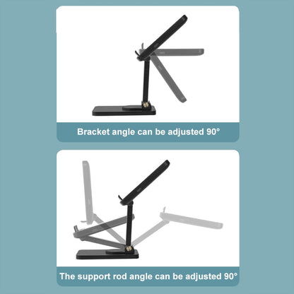 15W Desktop Wireless Charging Rotating Phone Holder Lazy Tablet Folding Lifting Bracket(Black) by buy2fix