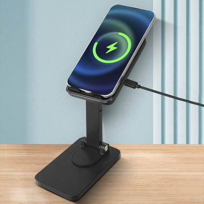 15W Desktop Wireless Charging Rotating Phone Holder Lazy Tablet Folding Lifting Bracket(Black) by buy2fix
