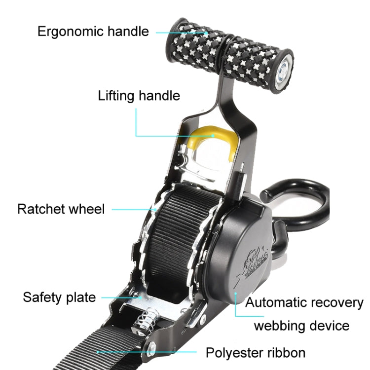 Auto Retract Tensioner Automobile And Motorcycle Cargo Fixing Straps(White) - Towing Bars by buy2fix | Online Shopping UK | buy2fix