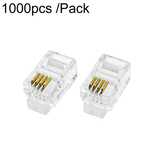 1000pcs /Pack 2-Pronged Gold-Plated 4P4C Telephone Crystal Heads 4 Core Handset RJ9 Cable Connector by buy2fix
