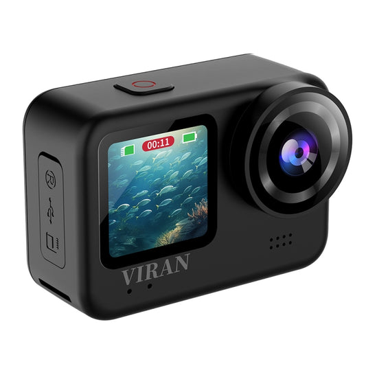 VIRAN V9 4K Dual Color Screen Diving Anti-Shake Action Camera Outdoor Cycling Travel Recorder(Round) by VIRAN