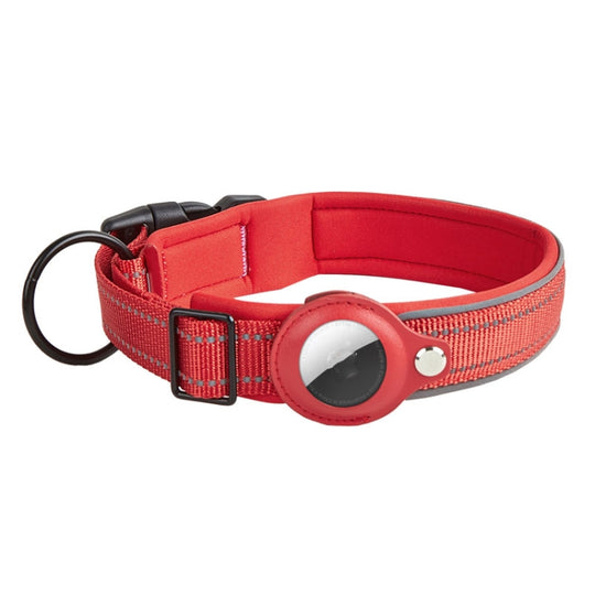 For AirTag 2nd Gen / AirTag 1st Gen Tracker Dog Collar Neoprene Lining Reflective Pet Collar, Size: XL(Red)