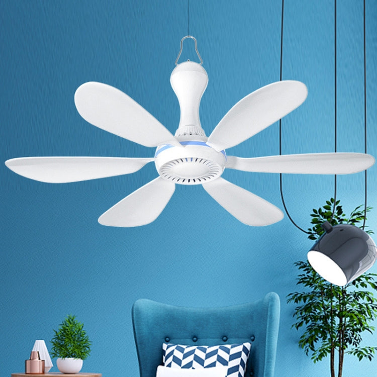 USB Home Dormitory Mute High Wind Power Mini Fan Six Blade Small Ceiling Fan, Style: Fan+Remote Control Speed Control Cord by buy2fix