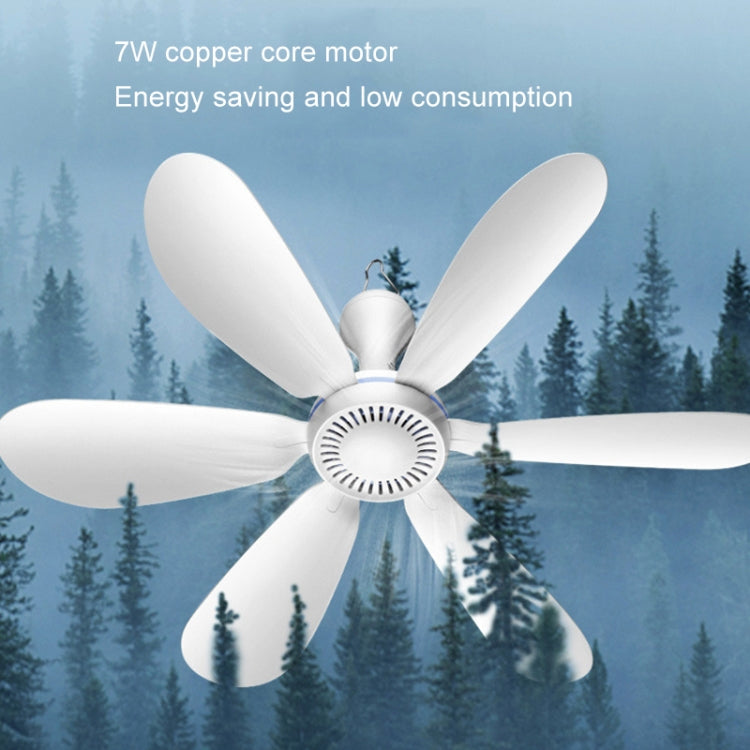 USB Home Dormitory Mute High Wind Power Mini Fan Six Blade Small Ceiling Fan, Style: Fan+Remote Control Speed Control Cord by buy2fix