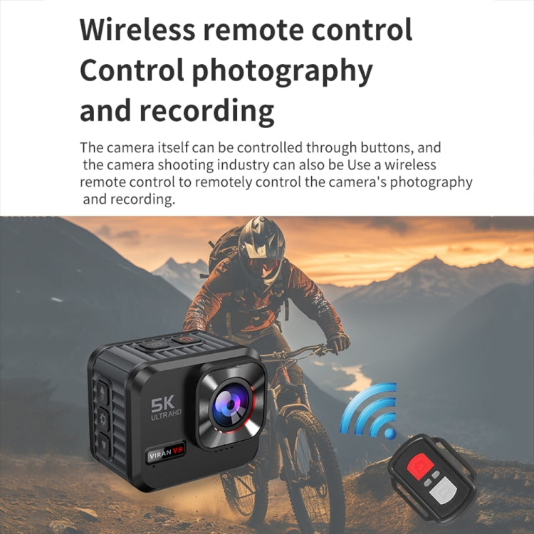 VIRAN V8 5K Ultra-Clear Outdoor Diving Anti-Shake Sports Camera Cycling Helmet Driving Recorder(Black) - Sports Camera by VIRAN | Online Shopping UK | buy2fix
