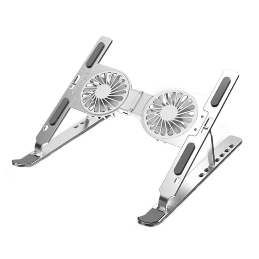 C9 Pro RGB Ambient Light Foldable Fan Cooling Laptop Aluminum Alloy Heightening Stand, Color: Silver by buy2fix