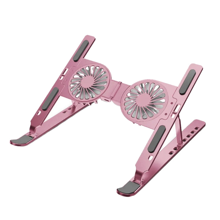 C9 Pro RGB Ambient Light Foldable Fan Cooling Laptop Aluminum Alloy Heightening Stand, Color: Pink by buy2fix