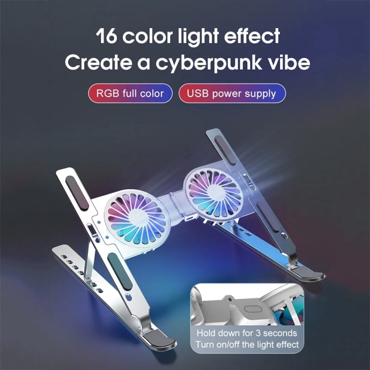 C9 Pro RGB Ambient Light Foldable Fan Cooling Laptop Aluminum Alloy Heightening Stand, Color: Pink by buy2fix