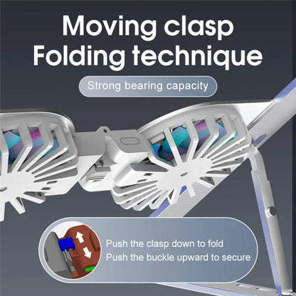 C9 Pro RGB Ambient Light Foldable Fan Cooling Laptop Aluminum Alloy Heightening Stand, Color: Pink by buy2fix