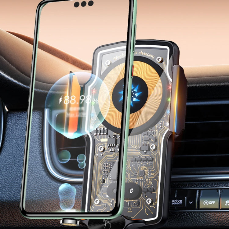 Car Magsafe Wireless Charger Transparent Induction 120W Fast Charging Universal Mobile Phone Bracket(Black) by buy2fix