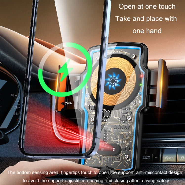 Car Magsafe Wireless Charger Transparent Induction 120W Fast Charging Universal Mobile Phone Bracket(Black) by buy2fix