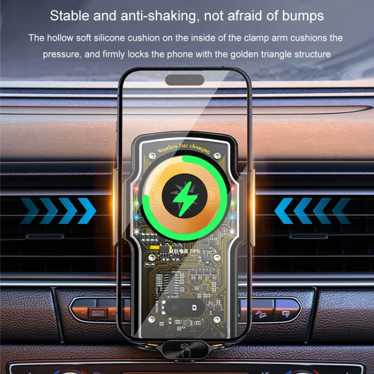 Car Magsafe Wireless Charger Transparent Induction 120W Fast Charging Universal Mobile Phone Bracket(Black) by buy2fix