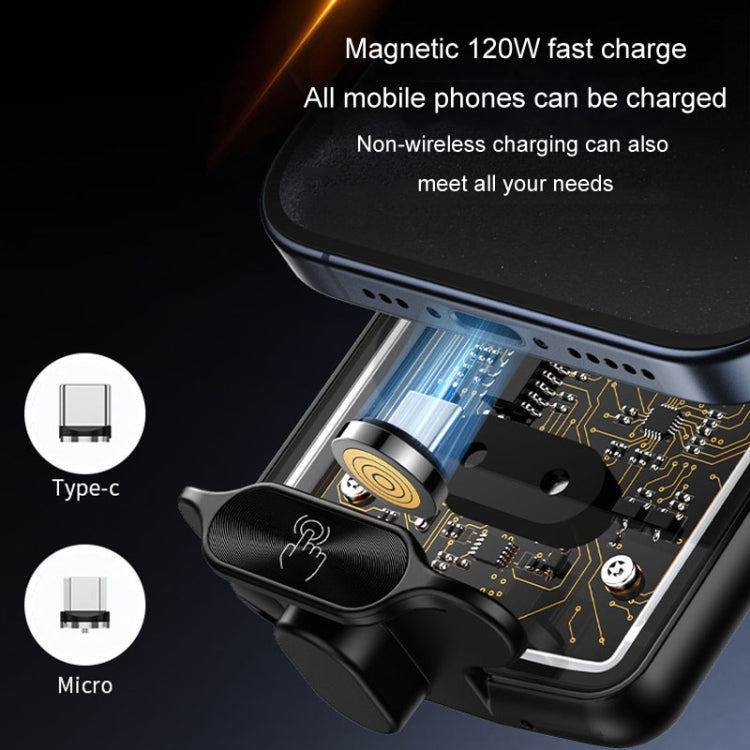 Car Magsafe Wireless Charger Transparent Induction 120W Fast Charging Universal Mobile Phone Bracket(Black) by buy2fix