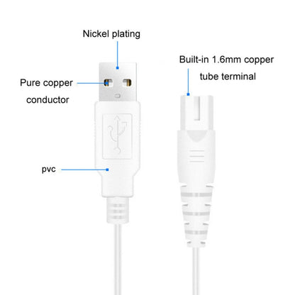 1.25m For Shaver / Water Refill Device USB TTo 8-Figure Tail Charging Cable Power Cord(White) - Shavers Parts by buy2fix | Online Shopping UK | buy2fix