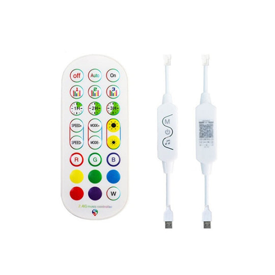 24-Key 2.4G Smart Colorful Running Water LED Light Strip Controller(White)