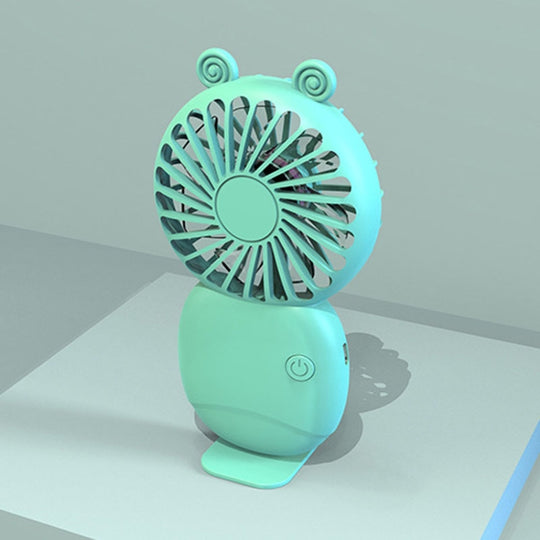Summer Cartoon Pocket Handheld Stand Fan Rechargeable Silent Mini Fan(Green)