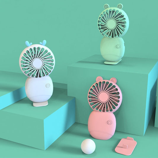 Summer Cartoon Pocket Handheld Stand Fan Rechargeable Silent Mini Fan(White) by buy2fix