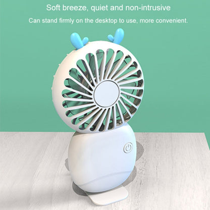 Summer Cartoon Pocket Handheld Stand Fan Rechargeable Silent Mini Fan(White) by buy2fix
