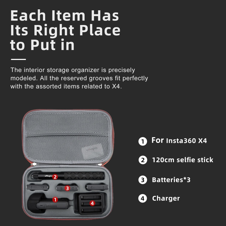 For Insta360 X5 / X4 aMagisn Medium Storage Bag Clutch Bag Protective Case - Case & Bags by aMagisn | Online Shopping UK | buy2fix