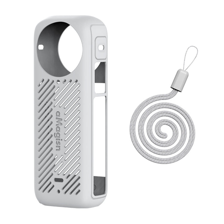 For Insta360 X4 AMagisn Silicone Protective Cover Body Case Gray by aMagisn
