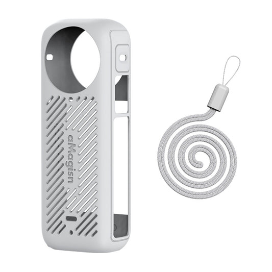 For Insta360 X4 AMagisn Silicone Protective Cover Body Case Gray by aMagisn