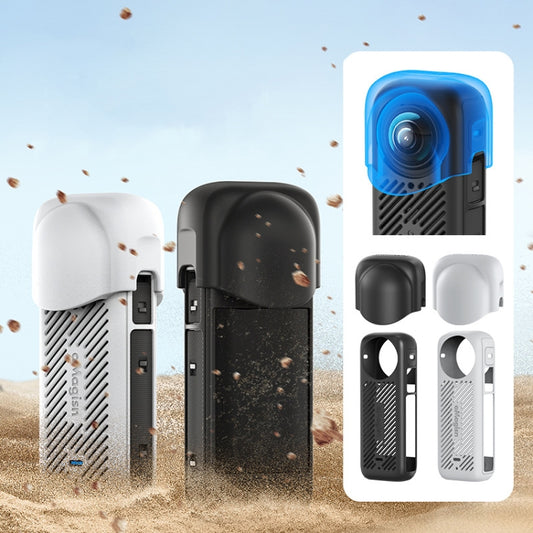 For Insta360 X4 AMagisn Silicone Protective Cover Lens Cover Black by aMagisn