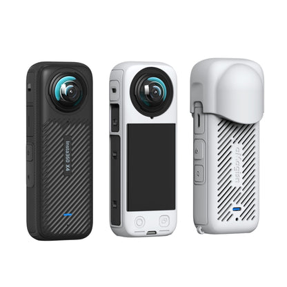 For Insta360 X4 AMagisn Silicone Protective Cover Body Case + Lens Cover Gray by aMagisn