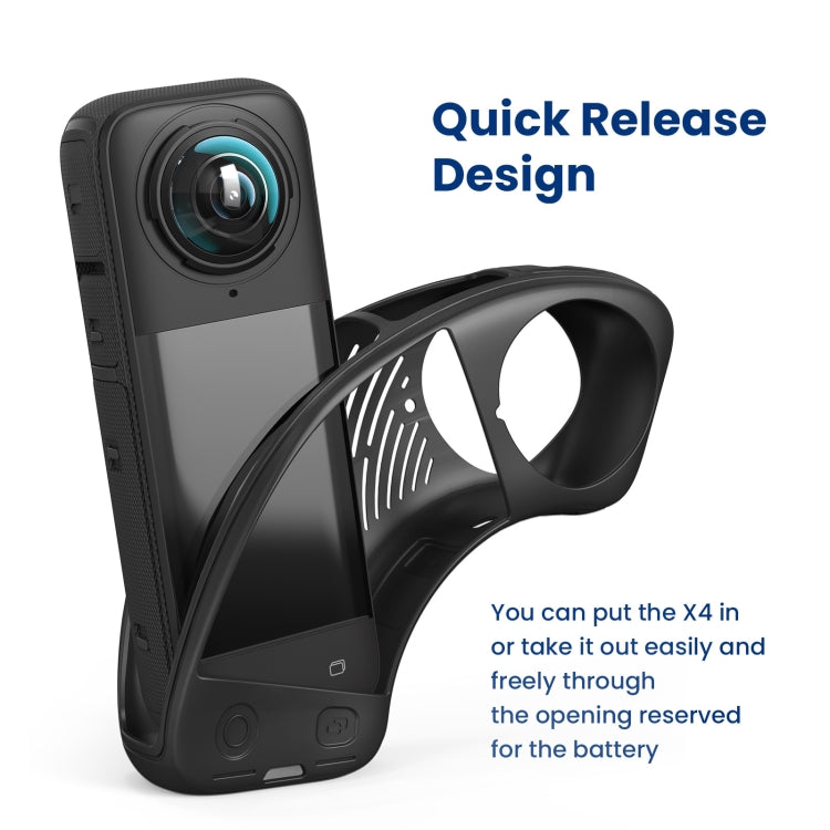 For Insta360 X4 AMagisn Silicone Protective Cover Body Case Black by aMagisn