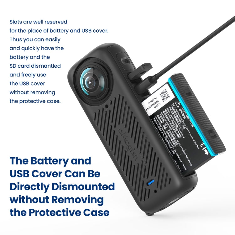 For Insta360 X4 AMagisn Silicone Protective Cover Body Case + Lens Cover Gray by aMagisn