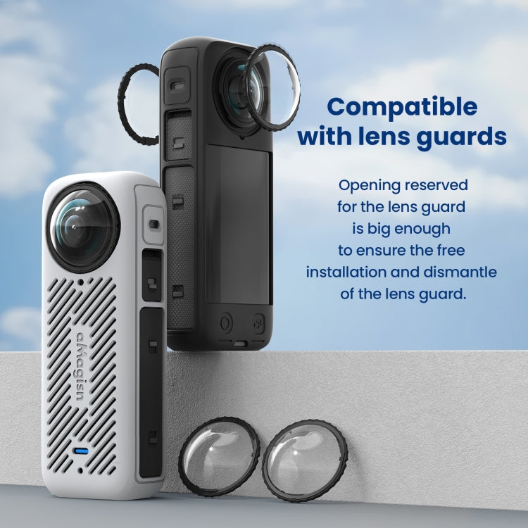 For Insta360 X4 AMagisn Silicone Protective Cover Body Case + Lens Cover Gray by aMagisn