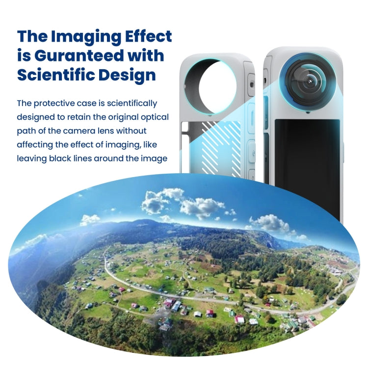 For Insta360 X4 AMagisn Silicone Protective Cover Body Case + Lens Cover Gray by aMagisn