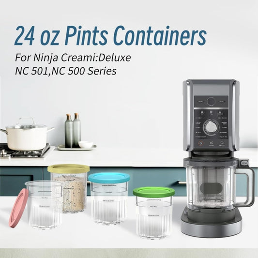 For Ninja Creami Deluxe NC500 / NC501 4pcs /Set 24Oz Ice Cream Containers - Food Disposer Parts by buy2fix | Online Shopping UK | buy2fix