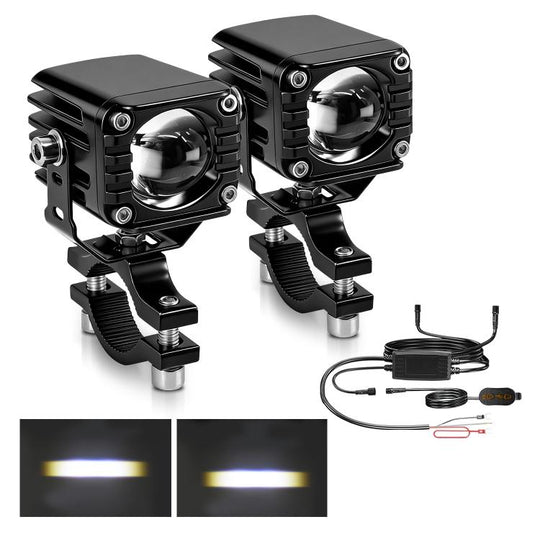 40W Motorcycle Wired Switch Integrated Waterproof Spotlight(All White)