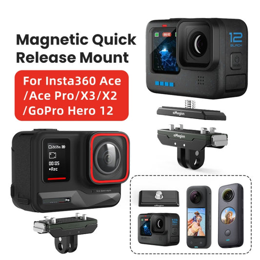 AMagisn Metal Magnetic Quick Release + Top Cover, For Insta360 Ace / Ace Pro / X5 / X3 / X2 / GoPro HERO12 Black - Mount & Holder by aMagisn | Online Shopping UK | buy2fix