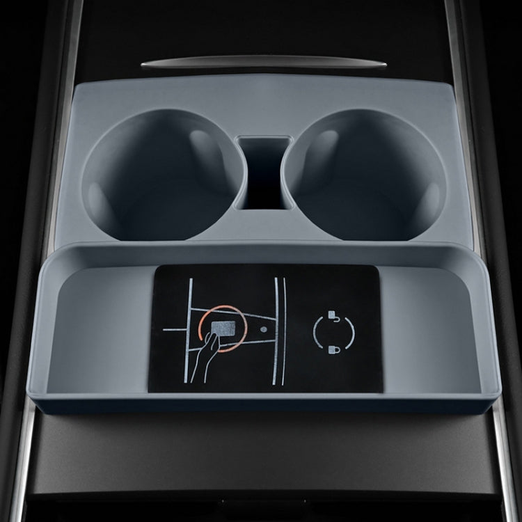 For Tesla Model3/Y Central Water Cup Limiter Silicone Coaster(Gray) by buy2fix