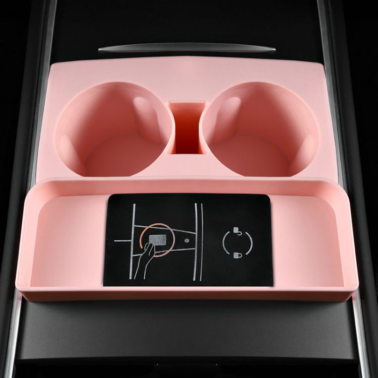 For Tesla Model3/Y Central Water Cup Limiter Silicone Coaster(Pink) by buy2fix