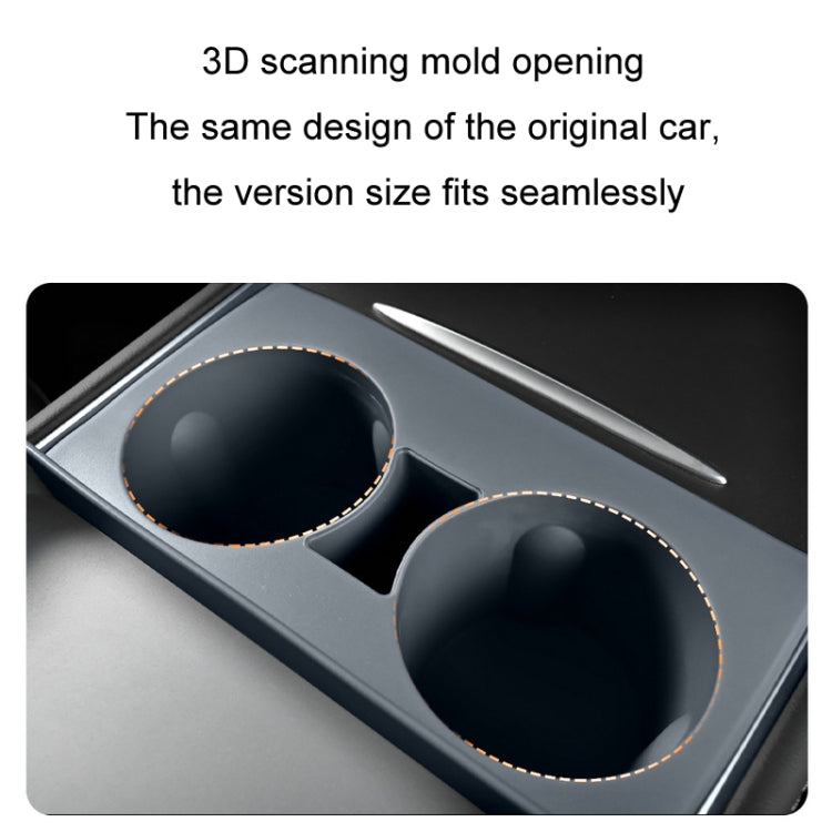 For Tesla Model3/Y Central Water Cup Limiter Silicone Coaster(Black) by buy2fix