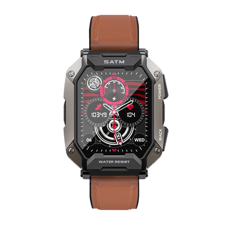 C20Plus 1.81-inch Health Monitoring Waterproof Bluetooth Call Smart Watch, Color: Brown Leather by buy2fix