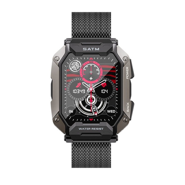 C20Plus 1.81-inch Health Monitoring Waterproof Bluetooth Call Smart Watch, Color: Black Steel by buy2fix