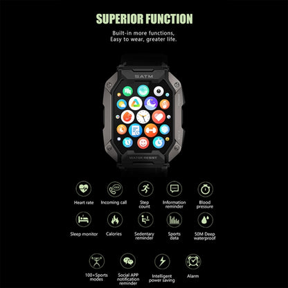 C20Plus 1.81-inch Health Monitoring Waterproof Bluetooth Call Smart Watch, Color: Black 3-Beads by buy2fix