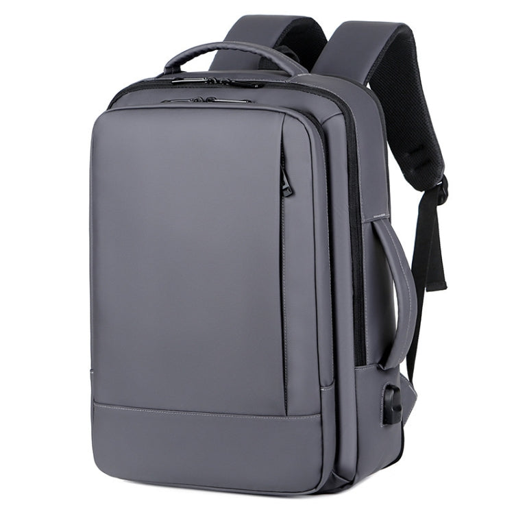 Expandable Business Waterproof Laptop Backpack With USB Port(Grey) by buy2fix