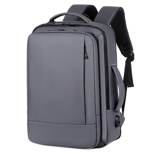 Expandable Business Waterproof Laptop Backpack With USB Port(Grey) by buy2fix