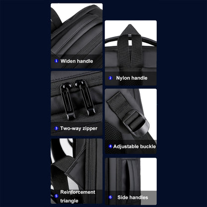 Expandable Business Waterproof Laptop Backpack With USB Port(Grey) by buy2fix